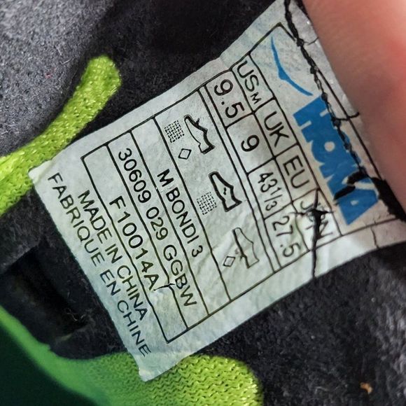 Hoka One One Mens Bondi 3 Green Black Low Top Running Sneakers Size US 9.5 M - Picture 5 of 10